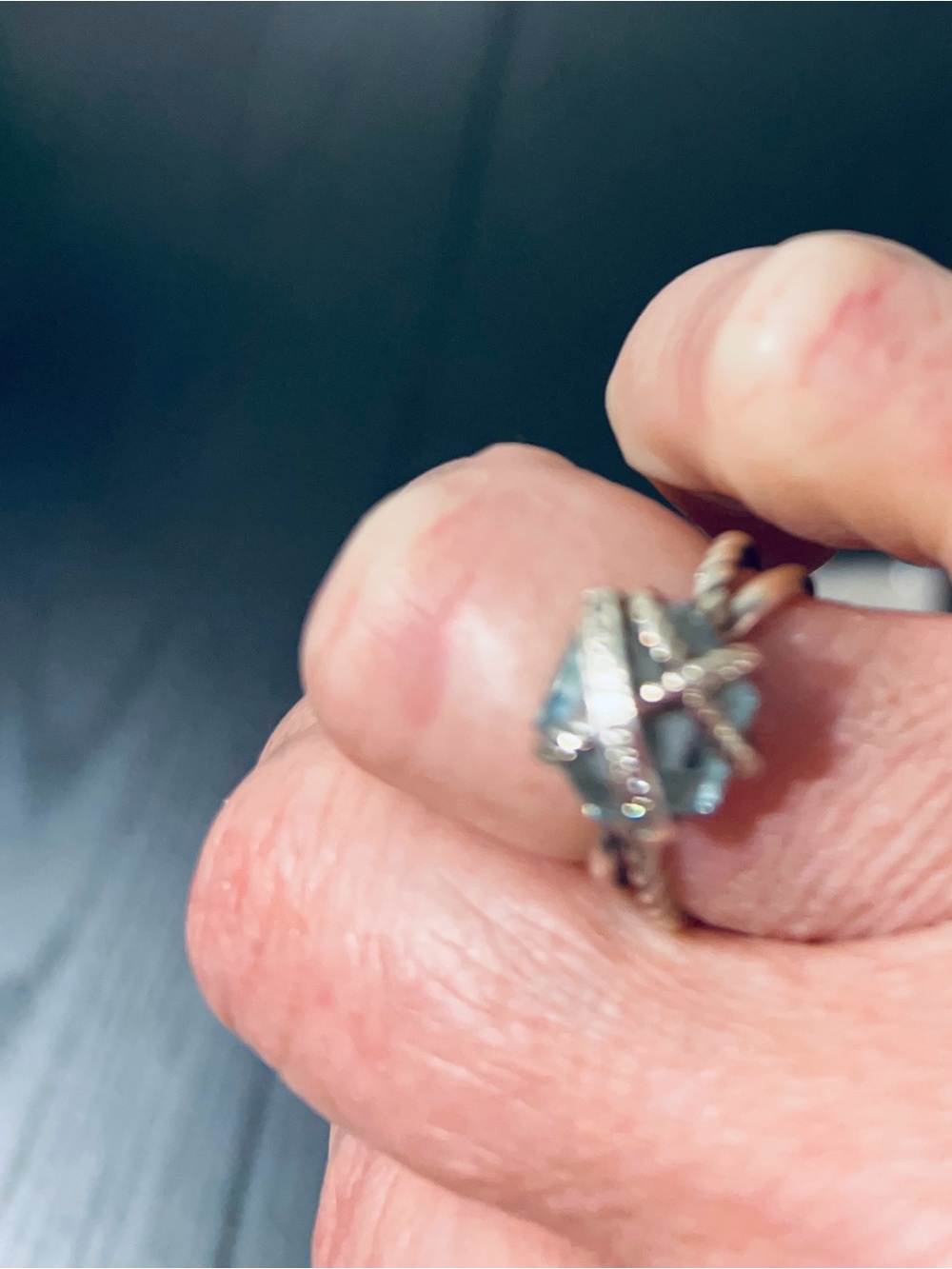 David Yurman Silver Ring with Light Blue Gem and Pavé Accents SZ 6 💯Authentic - Picture 2 of 6